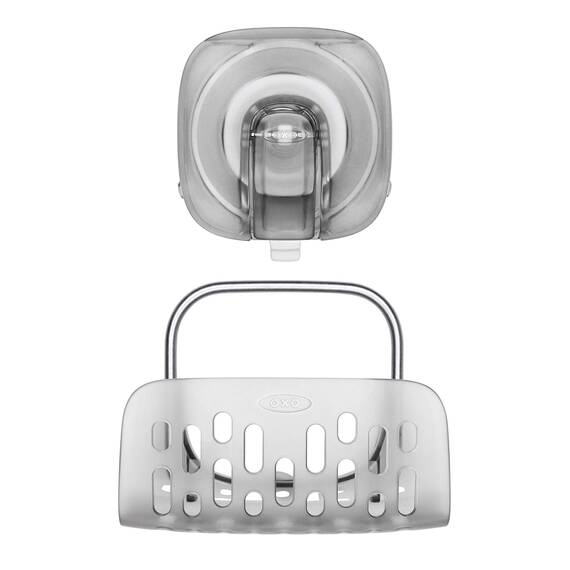 OXO Good Grips Schwammhalter für das Spülbecken, grau – Küchenorganizer mit Stronghold-Saugnapfhalterung