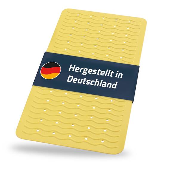 RIDDER – Badewanneneinlage Playa 38x80cm, hellgelb, 100% TPE | Made in Germany Badewannenmatte aus hautfreundlichem TPE. Maschinenfeste Antirutschmatte mit Saugnäpfen & Ablauföffnungen