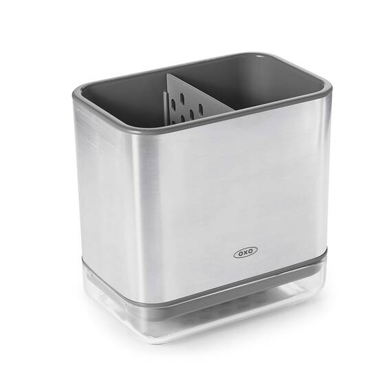 OXO Good Grips Praktischer Spülutensilien-Halter aus Edelstahl – 9,7 x 14,5 x 14 cm
