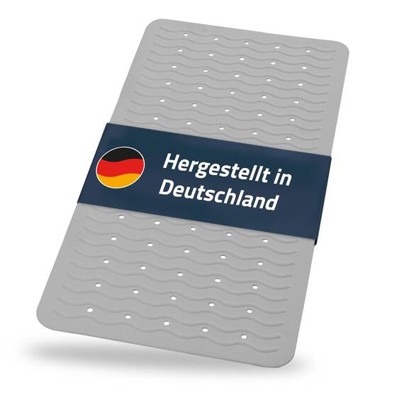RIDDER – Badewanneneinlage Playa 38x80cm, grau, 100% TPE | Made in Germany Badewannenmatte aus hautfreundlichem TPE. Maschinenfeste Antirutschmatte mit Saugnäpfen & Ablauföffnungen