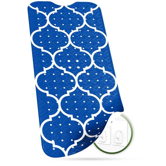 SilverRack Badewannenmatte 100x40 cm (Marokko Motiv Dunkelblau) - Antirutschmatte Badewanne BPA frei für Kinder und Babys - Duschmatte schimmelresistent & maschinenwaschbar - Boho Badematte