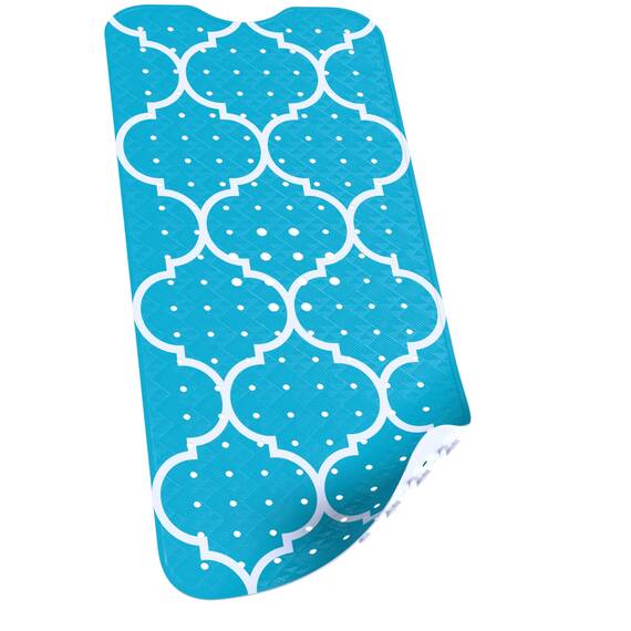 SilverRack Badewannenmatte 100x40 cm (Marokko Motiv Türkis) - Antirutschmatte Badewanne BPA frei für Kinder und Babys - Duschmatte schimmelresistent & maschinenwaschbar - Boho Badematte