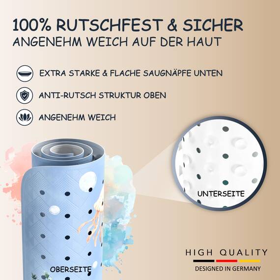 SilverRack Badewannenmatte Kinder rutschfest [100x40cm] - Antirutschmatte Badewanne BPA frei - Badematte Kinder - für Baby & Kinder - Wal Unterwasserwelt Blau rechts