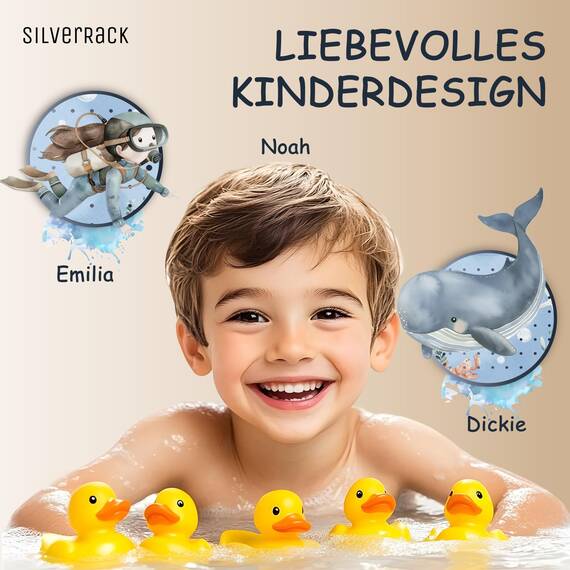SilverRack Badewannenmatte Kinder rutschfest [100x40cm] - Antirutschmatte Badewanne BPA frei - Badematte Kinder - für Baby & Kinder - Antirutsch Matte - Bath Mat - Wal Unterwasserwelt Blau