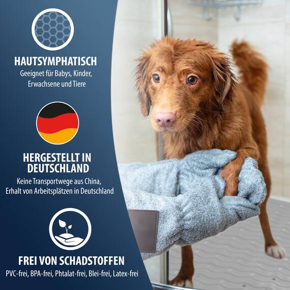 RIDDER – Badewanneneinlage Playa 38x80cm, grau, 100% TPE | Made in Germany Badewannenmatte aus hautfreundlichem TPE. Maschinenfeste Antirutschmatte mit Saugnäpfen & Ablauföffnungen