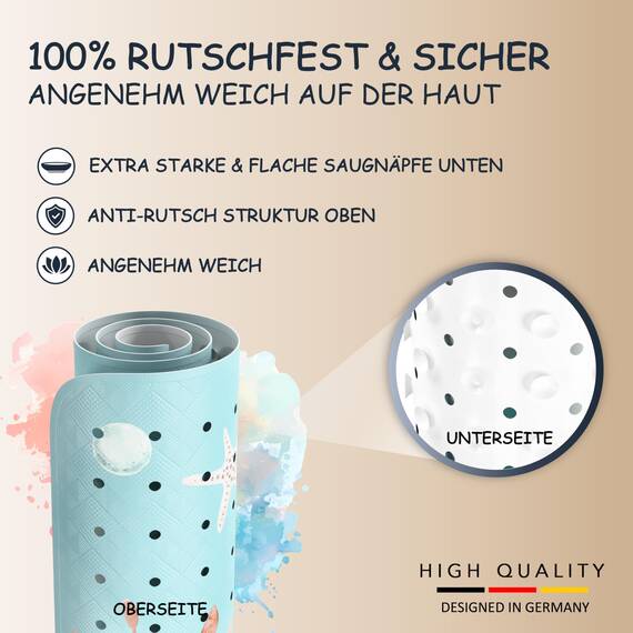 SilverRack Badewannenmatte Kinder rutschfest [100x40cm] - Antirutschmatte Badewanne BPA frei - Badematte Kinder - für Baby & Kinder - Rochen Unterwasserwelt Grün rechts