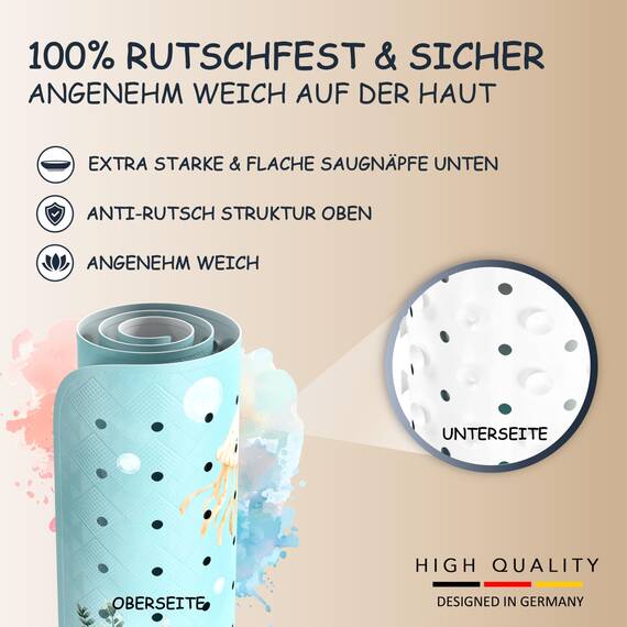 SilverRack Badewannenmatte Kinder rutschfest [100x40cm] - Antirutschmatte Badewanne BPA frei - Badematte Kinder - für Baby & Kinder - Wal Unterwasserwelt Grün rechts