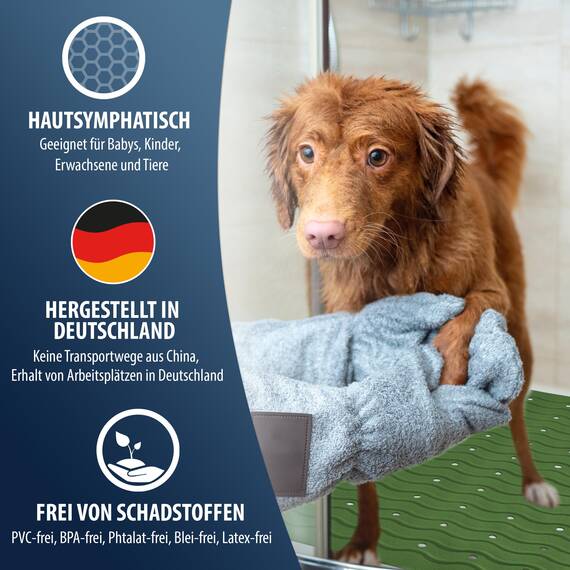 RIDDER – Badewanneneinlage Playa 38x80cm, dunkelgrün, 100% TPE | Made in Germany Badewannenmatte aus hautfreundlichem TPE. Maschinenfeste Antirutschmatte mit Saugnäpfen & Ablauföffnungen
