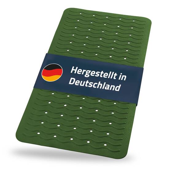 RIDDER – Badewanneneinlage Playa 38x80cm, dunkelgrün, 100% TPE | Made in Germany Badewannenmatte aus hautfreundlichem TPE. Maschinenfeste Antirutschmatte mit Saugnäpfen & Ablauföffnungen