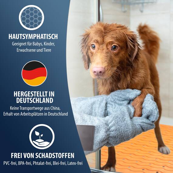 RIDDER – Badewanneneinlage Playa 38x80cm, orange, 100% TPE | Made in Germany Badewannenmatte aus hautfreundlichem TPE. Maschinenfeste Antirutschmatte mit Saugnäpfen & Ablauföffnungen