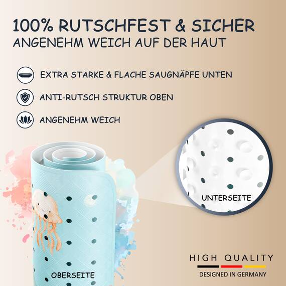 SilverRack Badewannenmatte Kinder rutschfest [100x40cm] - Antirutschmatte Badewanne BPA frei - Badematte Kinder - für Baby & Kinder - Antirutsch Matte - Bath Mat - Rochen Unterwasserwelt Grün