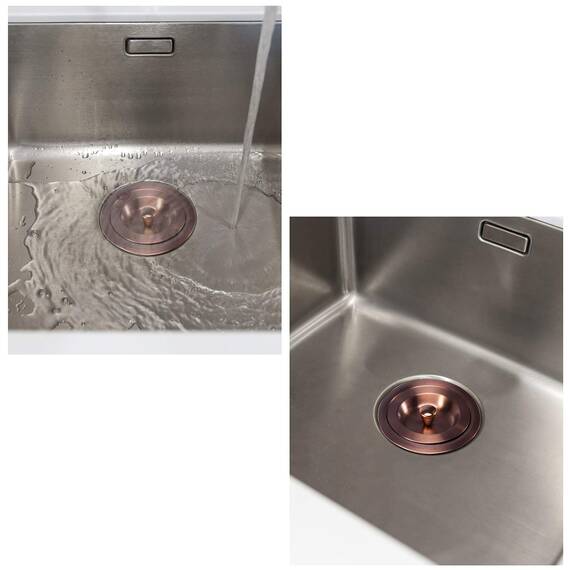KONE 8,9 cm Spülbeckenablauf Montage Antik Kupfer Küchenspüle Abfluss Kit Kupfer Edelstahl Spüle Korb Sieb Gummistopfen, Dichtungsdeckel/Abnehmbarer Tiefer Abfallkorb für Zuhause, Küche