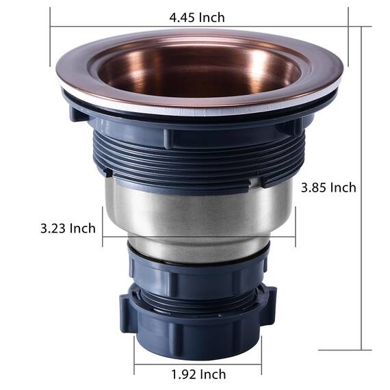 KONE 8,9 cm Spülbeckenablauf Montage Antik Kupfer Küchenspüle Abfluss Kit Kupfer Edelstahl Spüle Korb Sieb Gummistopfen, Dichtungsdeckel/Abnehmbarer Tiefer Abfallkorb für Zuhause, Küche