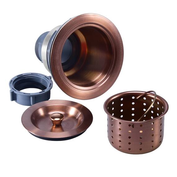 KONE 8,9 cm Spülbeckenablauf Montage Antik Kupfer Küchenspüle Abfluss Kit Kupfer Edelstahl Spüle Korb Sieb Gummistopfen, Dichtungsdeckel/Abnehmbarer Tiefer Abfallkorb für Zuhause, Küche