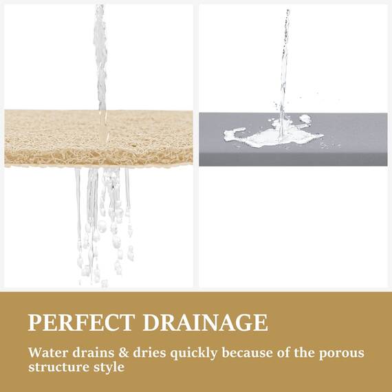 LuxStep Duschmatte, Badewannenmatte, 61 x 61 cm, rutschfeste Badematte mit Abfluss, schnell trocknend, PVC-Luffa-Badematte für Badewanne, Dusche, Badezimmer (phthalatfrei, Khaki)