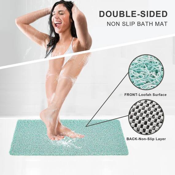 Rzoysia Extra Dicke, rutschfeste Badewannenmatte für strukturierte Oberfläche, Luffa-Duschmatte ohne Saugnäpfe, 40.6x90.3, Badewannenmatte mit Abfluss, weiche Badezimmermatten, schnell trocknend