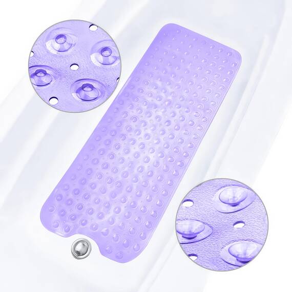 ADOV Badewannenmatte rutschfest, 100x40 cm Extra Lange Antirutschmatte für Badewanne und Dusche, 200 Starke Saugnäpfe, Schimmelresistent, Maschinenwaschbar, PVC-Material, Lila