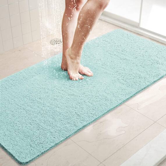 LuxStep Duschmatte, Badewannenmatte, 119,4 x 40,6 cm, rutschfeste Badematte mit Ablauf, schnell trocknende PVC-Luffa-Badematte für Badewanne, Dusche, Badezimmer (phthalatfrei, grün)
