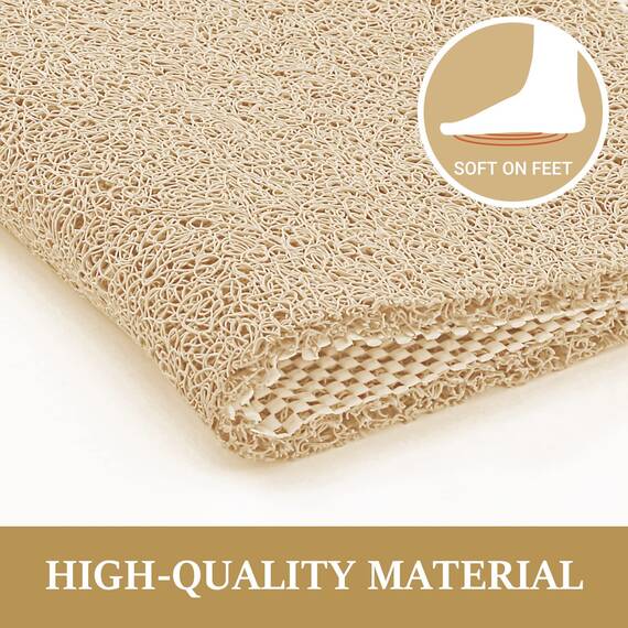LuxStep Duschmatte, Badewannenmatte, 61 x 61 cm, rutschfeste Badematte mit Abfluss, schnell trocknend, PVC-Luffa-Badematte für Badewanne, Dusche, Badezimmer (phthalatfrei, Khaki)