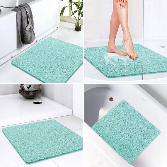 LuxStep Duschmatte, Badewannenmatte, 61 x 81,3 cm, rutschfeste Badematte mit Ablauf, schnell trocknende PVC-Luffa-Badematte für Badewanne, Dusche, Badezimmer (phthalatfrei, grün)