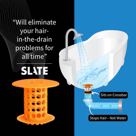 Tubshroom Wannenablauf-Haarfänger Waschbecken, Plastik, Orange