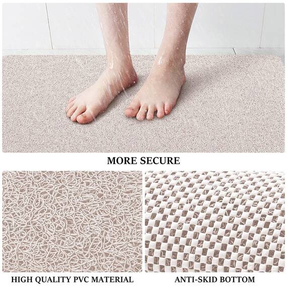LuxStep Duschmatte, Badewannenmatte, 61 x 61 cm, rutschfeste Badematte mit Ablauf, schnell trocknende PVC-Luffa-Badematte für Badewanne, Dusche, Badezimmer (phthalatfrei, weiß)