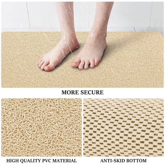 LuxStep Duschmatte, Badewannenmatte, 61 x 40,6 cm, rutschfeste Badematte mit Ablauf, schnell trocknende PVC-Luffa-Badematte für Badewanne, Dusche, Badezimmer (phthalatfrei, khaki)