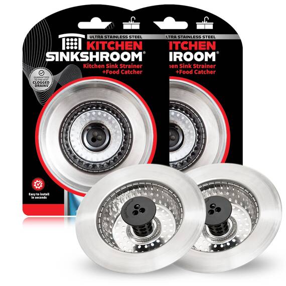 SinkShroom Revolutionärer Verstopfungsfrei Abflusssiebkorb, Edelstahl, 2-Pack, 2