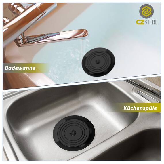 CZ Store Silikon-Abflussstopfen | 15 cm Flexibel & wasserdicht - Universal-Abdeckung für Edelstahl-Küchenspüle, Keramik-Badewanne, Toilette, Waschbecken, Dusche - Grau (Weiß/Grau/Schwarz)