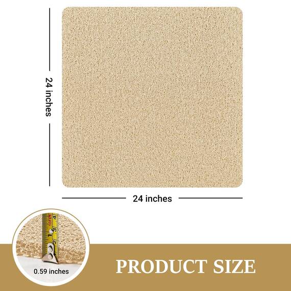 LuxStep Duschmatte, Badewannenmatte, 61 x 61 cm, rutschfeste Badematte mit Abfluss, schnell trocknend, PVC-Luffa-Badematte für Badewanne, Dusche, Badezimmer (phthalatfrei, Khaki)