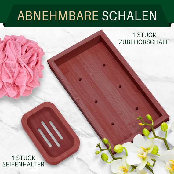 SereneLife Badewannenbrett Bambus – Ausziehbares Tablett mit Halterung Badewannenablage mit rutschfesten Silikon-Griffen Wellness Zubehör und Wellness Tablett für Bücher Wein Snacks