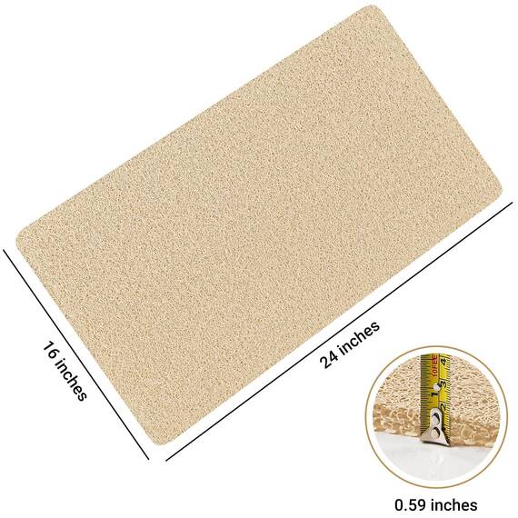 LuxStep Duschmatte, Badewannenmatte, 61 x 40,6 cm, rutschfeste Badematte mit Ablauf, schnell trocknende PVC-Luffa-Badematte für Badewanne, Dusche, Badezimmer (phthalatfrei, khaki)