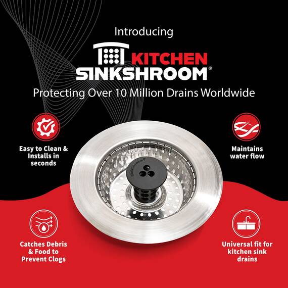 SinkShroom Revolutionärer Verstopfungsfrei Abflusssiebkorb, Edelstahl, 2-Pack, 2