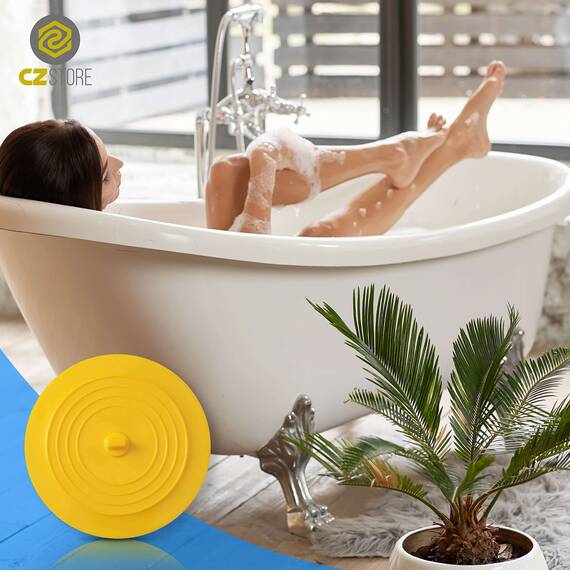 CZ Store Silikon-Abflussstopfen | 15 cm Flexibel & wasserdicht - Universal-Abdeckung für Edelstahl-Küchenspüle, Keramik-Badewanne, Toilette, Waschbecken, Dusche – Gelb