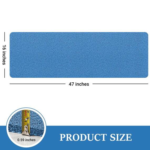 LuxStep Duschmatte, Badewannenmatte, 119,4 x 40,6 cm, rutschfeste Badematte mit Abfluss, schnell trocknend, PVC-Luffa-Badematte für Badewanne, Dusche, Badezimmer, Seeblau
