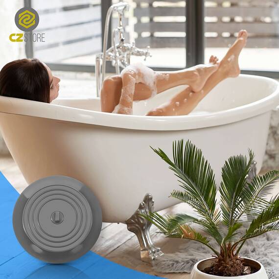 CZ Store Silikon-Abflussstopfen | 15 cm Flexibel & wasserdicht - Universal-Abdeckung für Edelstahl-Küchenspüle, Keramik-Badewanne, Toilette, Waschbecken, Dusche - Grau