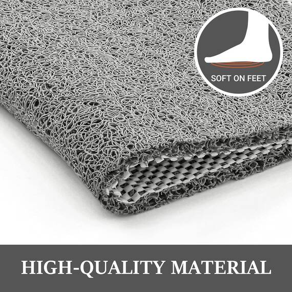 LuxStep Duschmatte, Badewannenmatte, 91,4 x 40,6 cm, rutschfeste Badematte mit Ablauf, schnell trocknende PVC-Luffa-Badematte für Badewanne, Dusche, Badezimmer (phthalatfrei, grau)