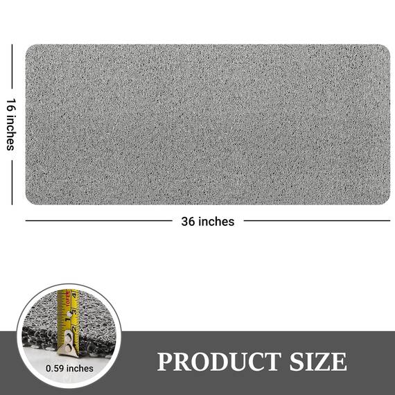 LuxStep Duschmatte, Badewannenmatte, 91,4 x 40,6 cm, rutschfeste Badematte mit Ablauf, schnell trocknende PVC-Luffa-Badematte für Badewanne, Dusche, Badezimmer (phthalatfrei, grau)