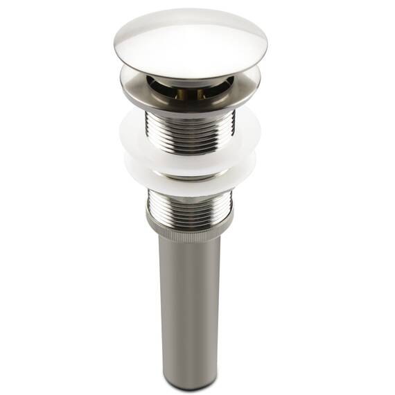 Gebürstetes Nickel knallen Oben Waschbecken Abfluss ohne Überlauf, Badezimmer-Wasserhahn-Schiff-Waschbecken-Ablauf-Stopper