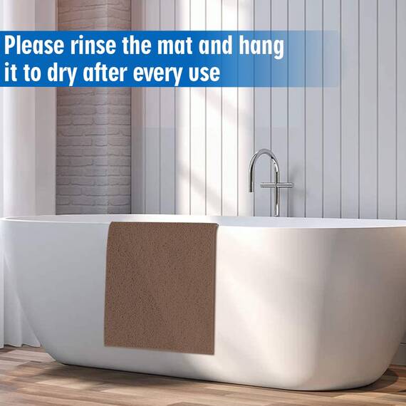 Rutschfeste Badewannenmatte, 39 x 91 cm, Badematte für strukturierte Wannenoberfläche, Luffa-Matten für Dusche und Badezimmer, schnell trocknend, Braun