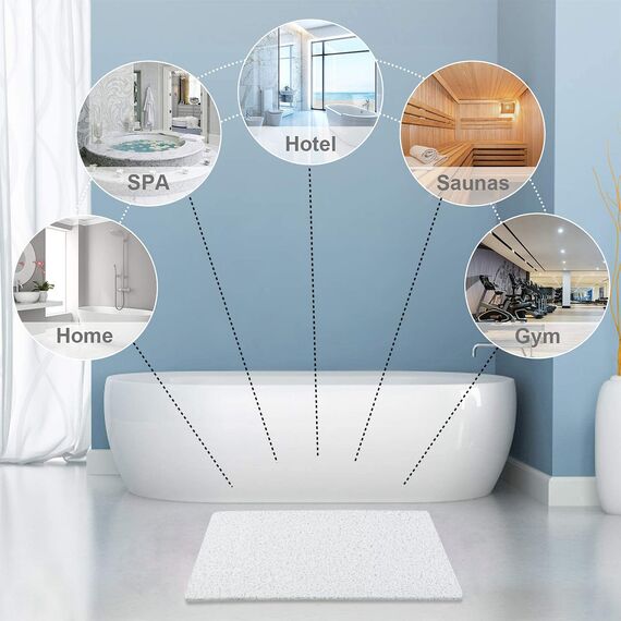 Duschmatten, rutschfest, 60 x 88 cm, Badematte für Dusche und Badezimmer Vorleger, Luffa-Matten, schnell trocknend, Weiß