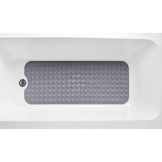 TIKE SMART Extra lange rutschfeste Badewannen- und Duschmatte, 99.1 x 40.6 cm (nur glatt/nicht strukturierte Wannen) sicher, sauber, maschinenwaschbar, Vinyl, blickdicht grau (grau)