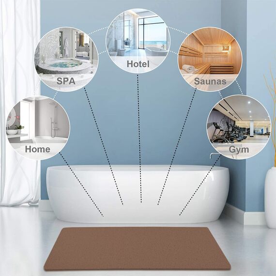 godehone Duschmatten, rutschfest, ohne Saugnäpfe, PVC-Luffa-Badezimmermatten, Luffa-Matten für Dusche und Badezimmer, schnell trocknend, 60 x 120 cm, Braun