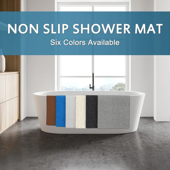 Extra Lange Duschmatten, rutschfest, 43 x 150 cm, Badematte für Dusche, Luffa-Matten für Dusche und Badezimmer, schnell trocknend, Grau