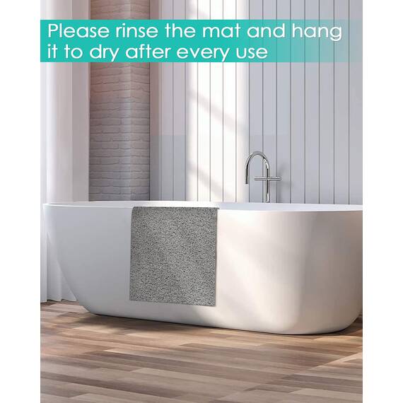 rutschfeste Duschmatten ohne Saugnäpfe 40x91cm, Luffa Badematten PVC, Luffa Matten für Dusche und Badezimmer, Schnelltrocknende Duschmatten Grau