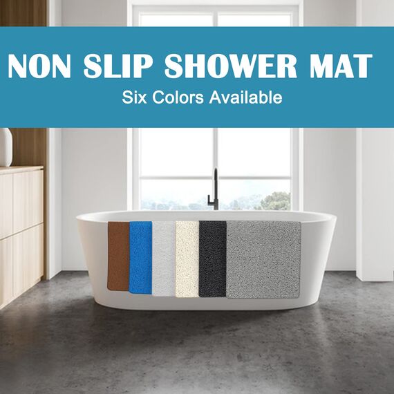 godehone Duschmatten, rutschfest, ohne Saugnäpfe, PVC-Luffa-Badezimmermatten, Luffa-Matten für Dusche und Badezimmer, schnell trocknend, 60 x 120 cm, Braun
