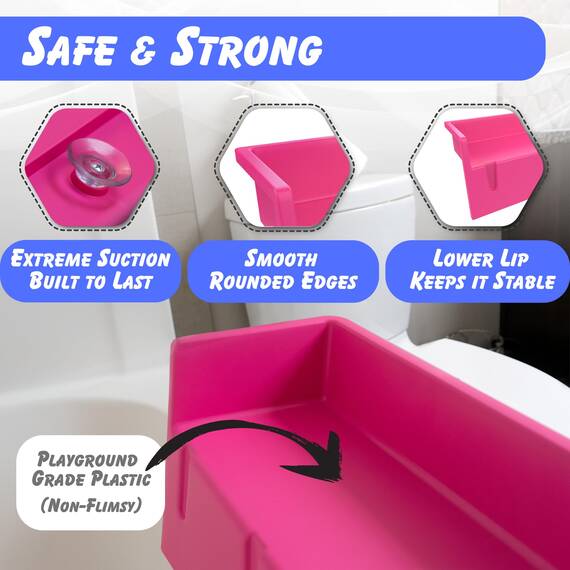 Tub Topper® Badewannen-Spritzschutz, Spielregal – Spielzeug-Tablett-Halterung – Saugnäpfe zur Befestigung an der Badewanne – kein Durcheinander von Wasser im Badezimmer – Spaß für Kleinkinder, Kinder,