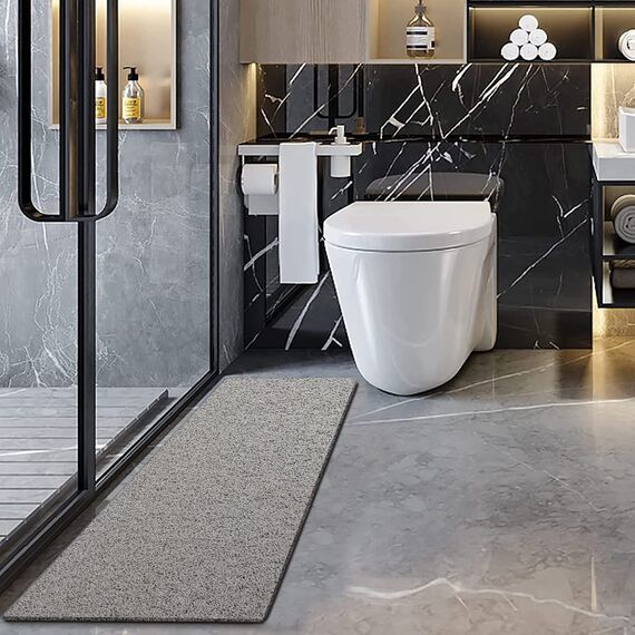 Extra Lange Duschmatten, rutschfest, 43 x 150 cm, Badematte für Dusche, Luffa-Matten für Dusche und Badezimmer, schnell trocknend, Grau