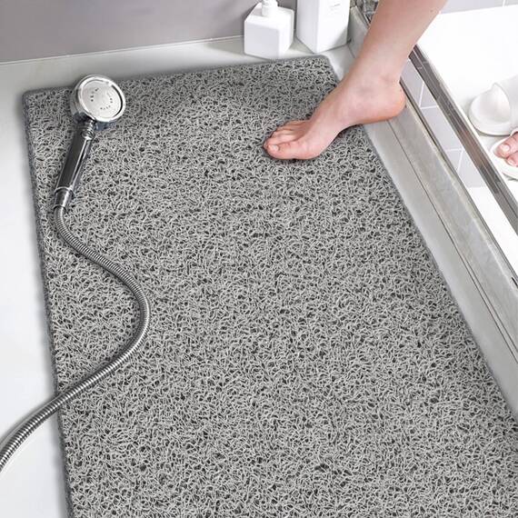 rutschfeste Duschmatten ohne Saugnäpfe 40x91cm, Luffa Badematten PVC, Luffa Matten für Dusche und Badezimmer, Schnelltrocknende Duschmatten Grau