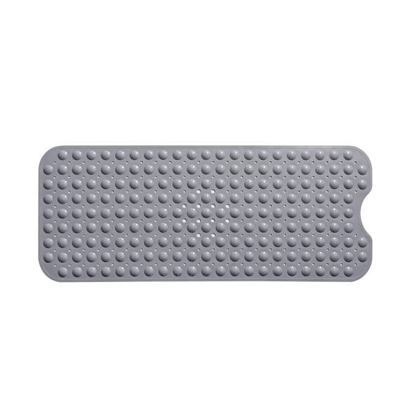 TIKE SMART Extra lange rutschfeste Badewannen- und Duschmatte, 99.1 x 40.6 cm (nur glatt/nicht strukturierte Wannen) sicher, sauber, maschinenwaschbar, Vinyl, blickdicht grau (grau)